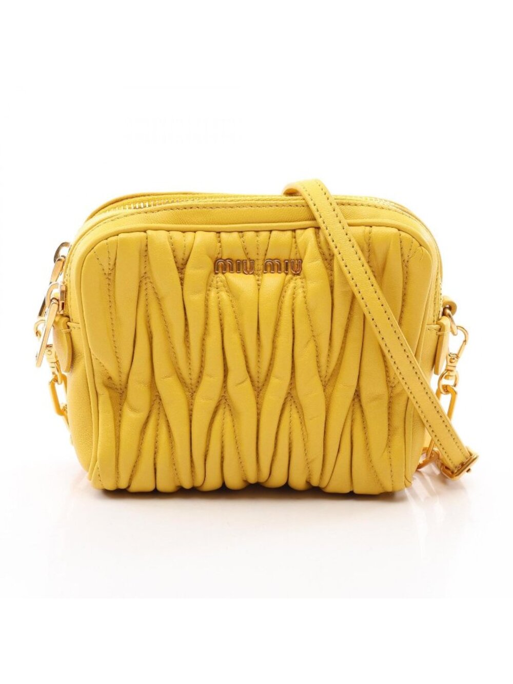 Miu Miu Shoulder Bag Matelasse Yellow Leather Chain